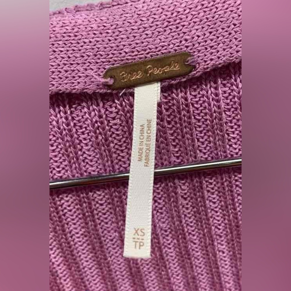 Free People Ribbed Pink Cropped Cardigan Sweater - Picture 3 of 3